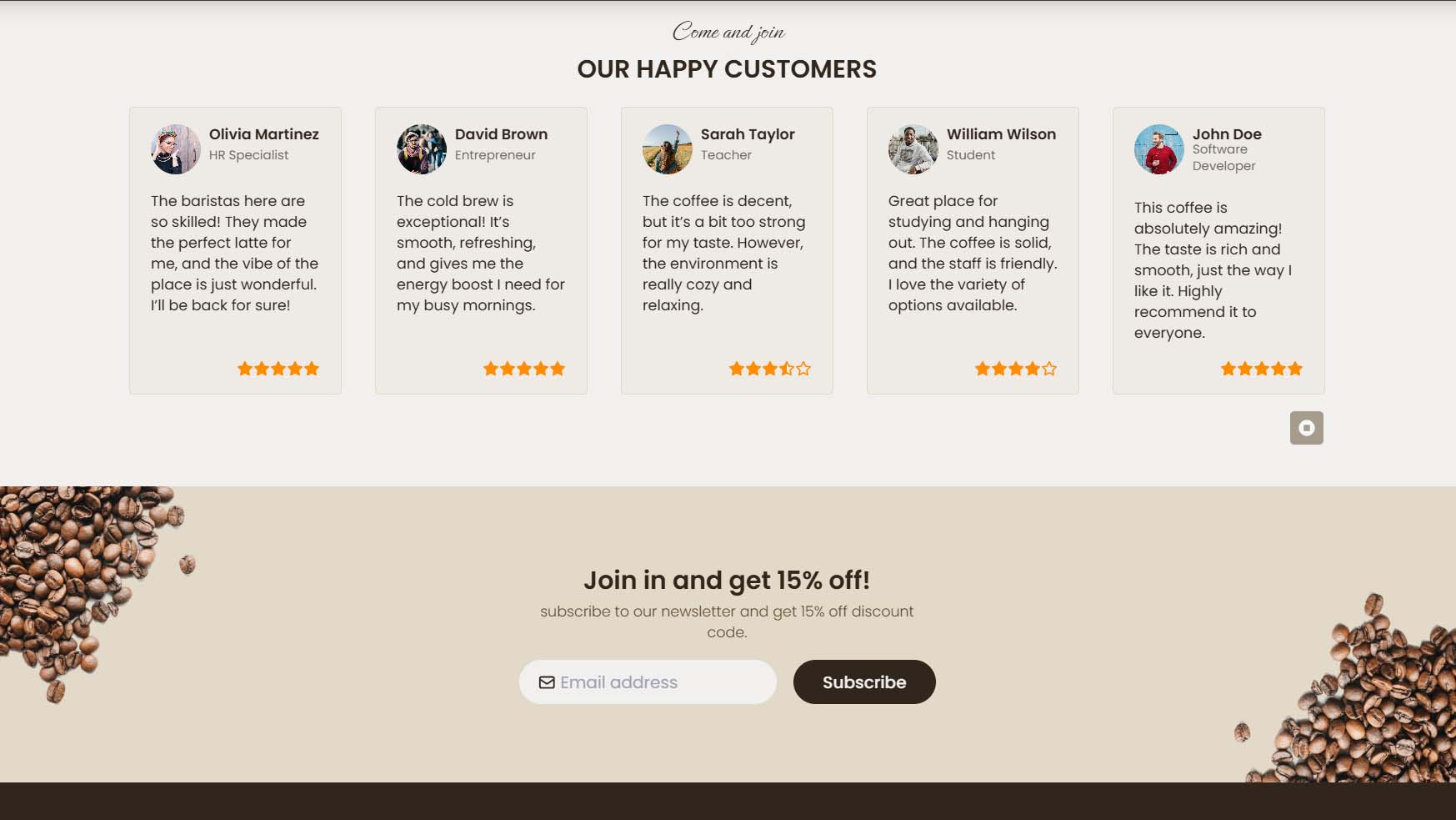 Home page - review