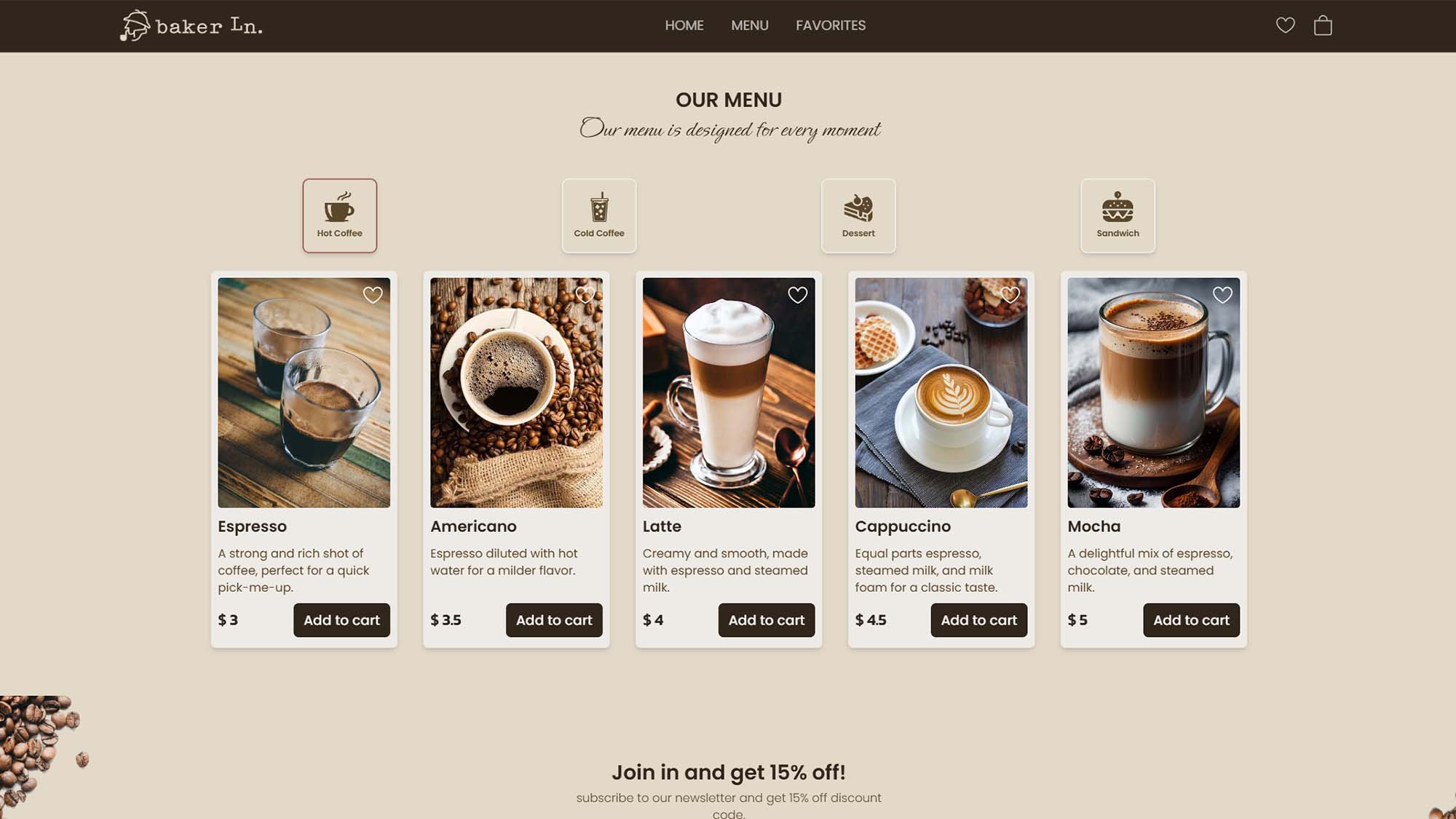 Menu page 
